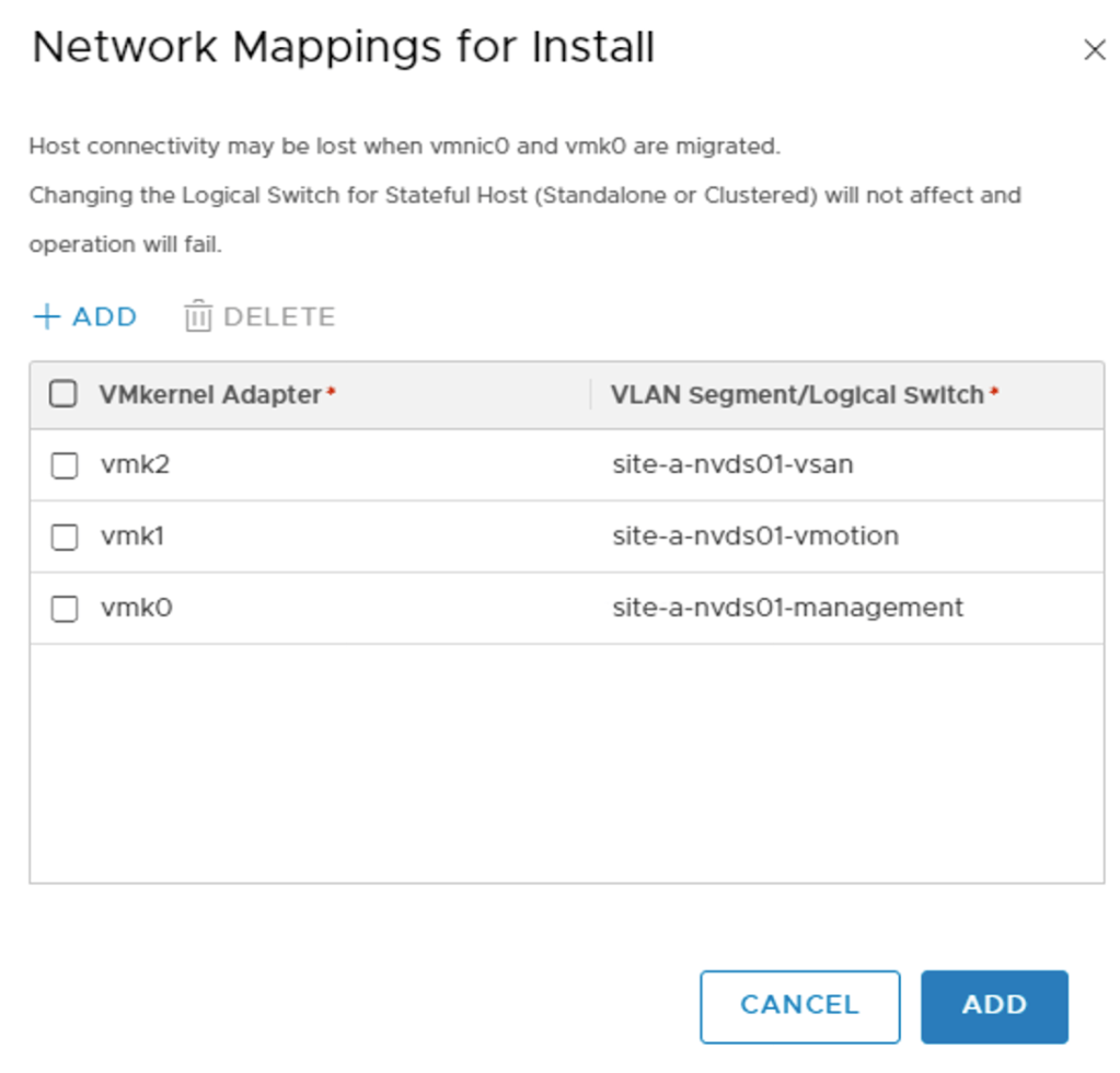 network mappings for install
