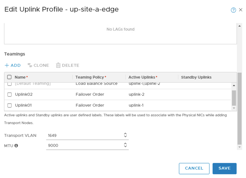 add named teaming policies