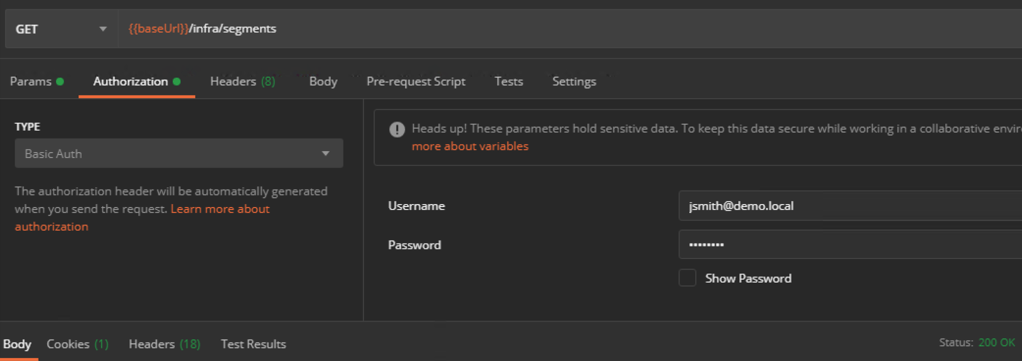 postman nsx-t ad user
